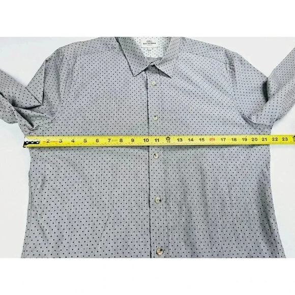 Ben Sherman Soho Slim Fit Mens Size Large Gray Black Polka Dot Long Sleeve Shirt - Picture 3 of 13